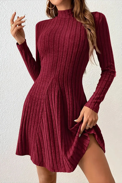 Women's Lainey A-line mini sweater dress in Burgundy