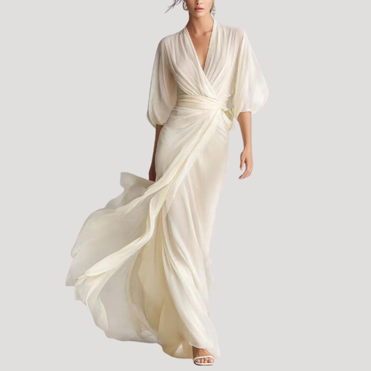 Leonora | Wrap Balloon Sleeve Maxi Dress