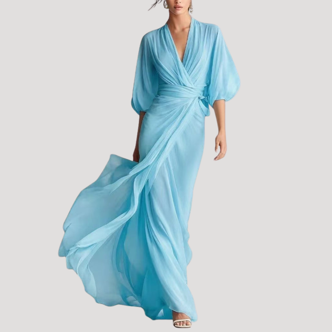 Leonora | Wrap Balloon Sleeve Maxi Dress