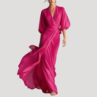 Leonora | Wrap Balloon Sleeve Maxi Dress