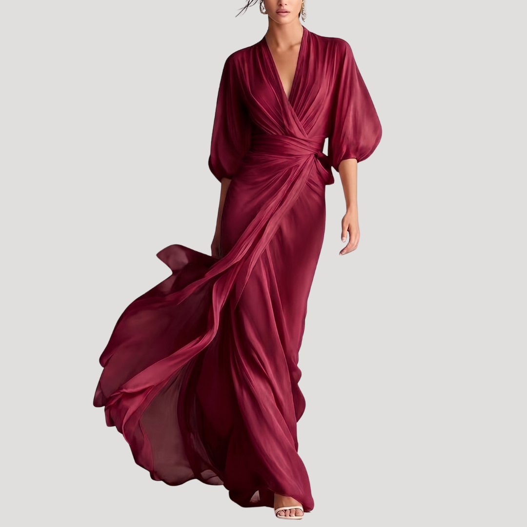 Leonora | Wrap Balloon Sleeve Maxi Dress