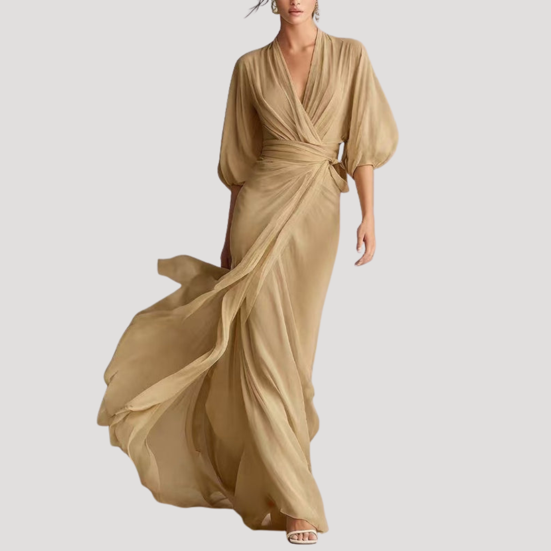 Leonora | Wrap Balloon Sleeve Maxi Dress