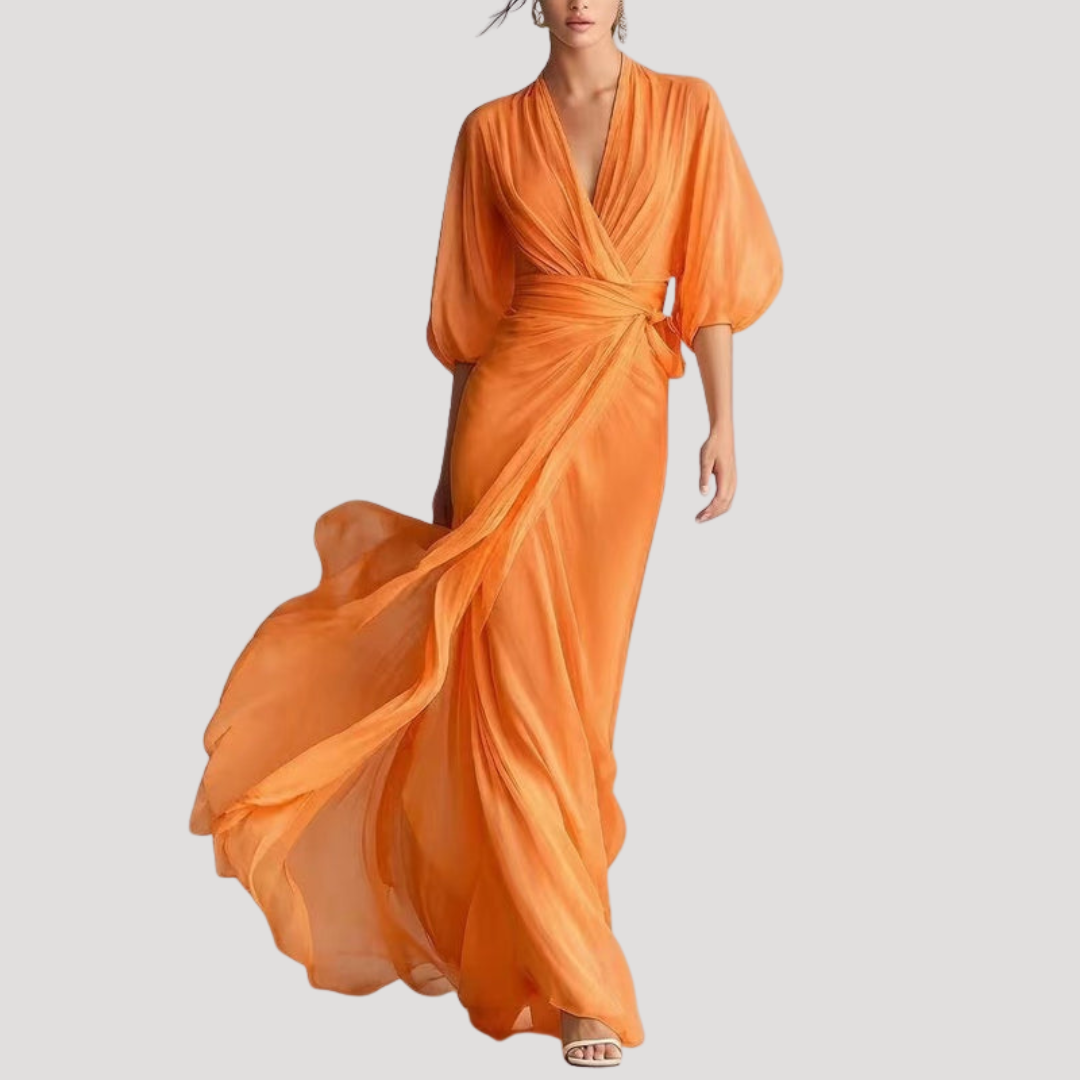 Leonora | Wrap Balloon Sleeve Maxi Dress