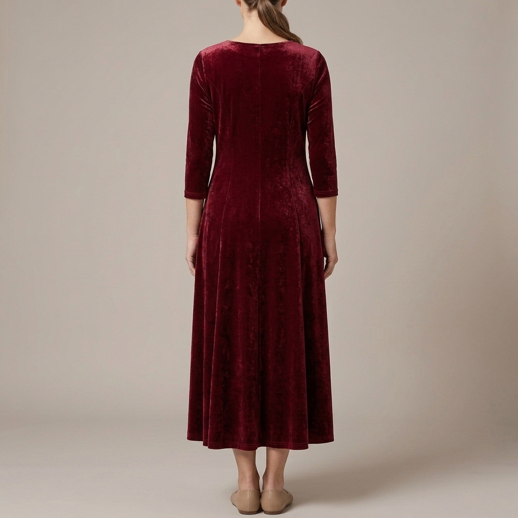 Long sleeve A-line maxi dress, on-model view