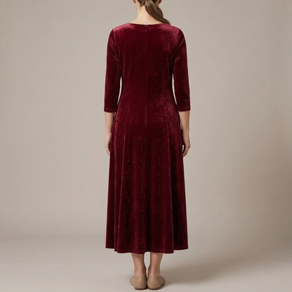 Long sleeve A-line maxi dress, on-model view