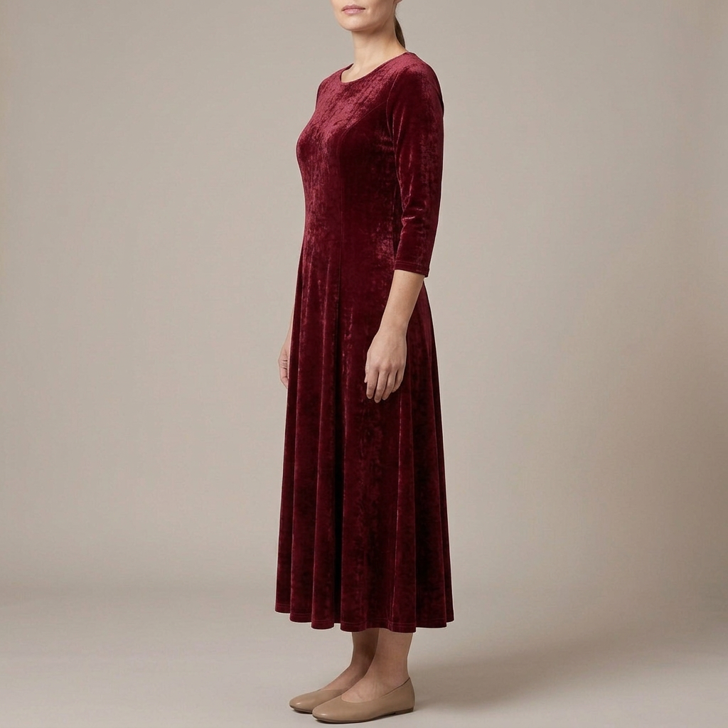 Long sleeve A-line maxi dress, styled view