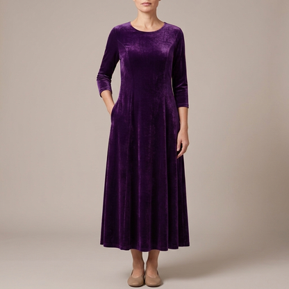 Long sleeve A-line maxi dress in purple
