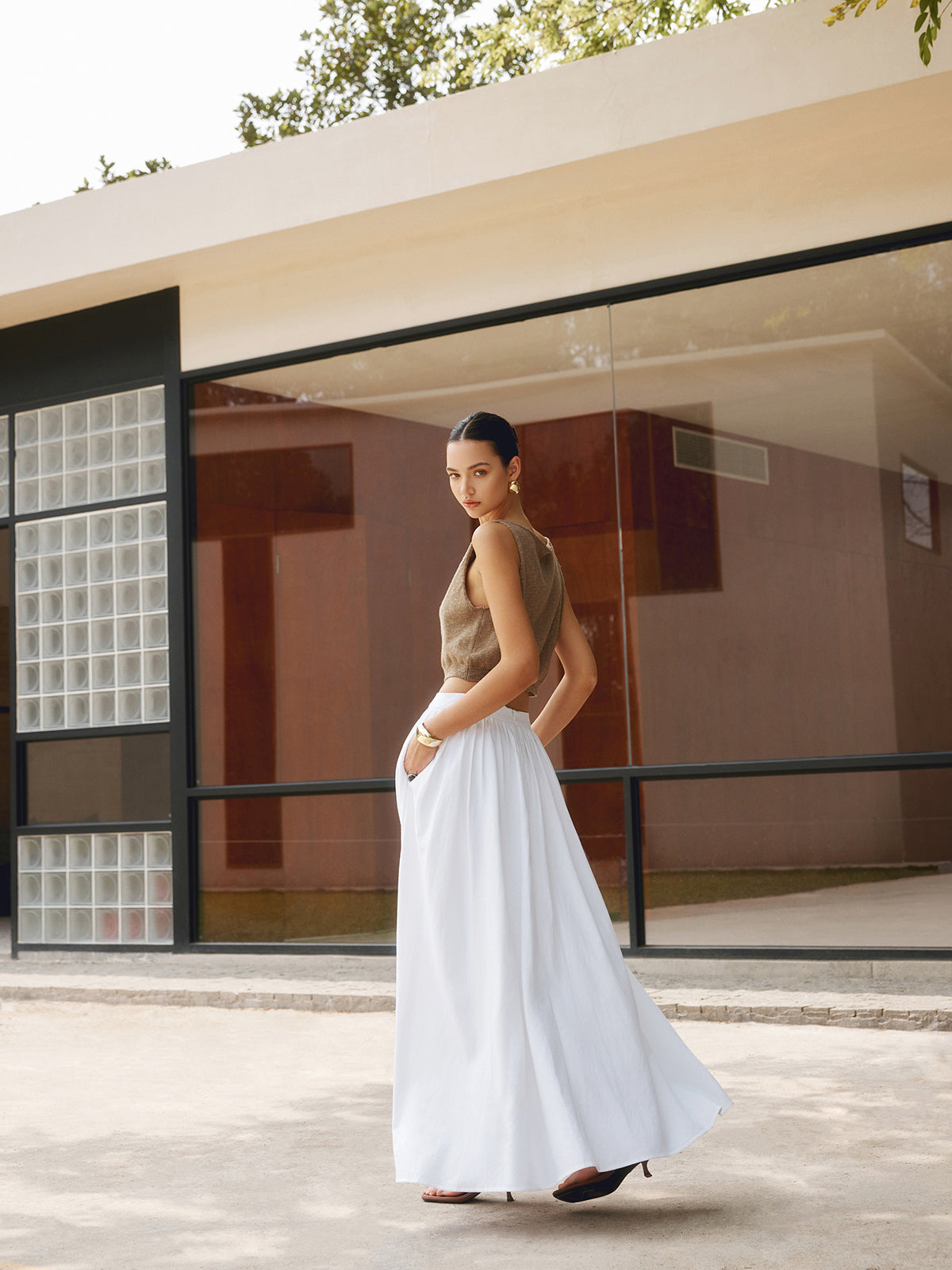 Indira | Pleated Top and Maxi Skirt Set