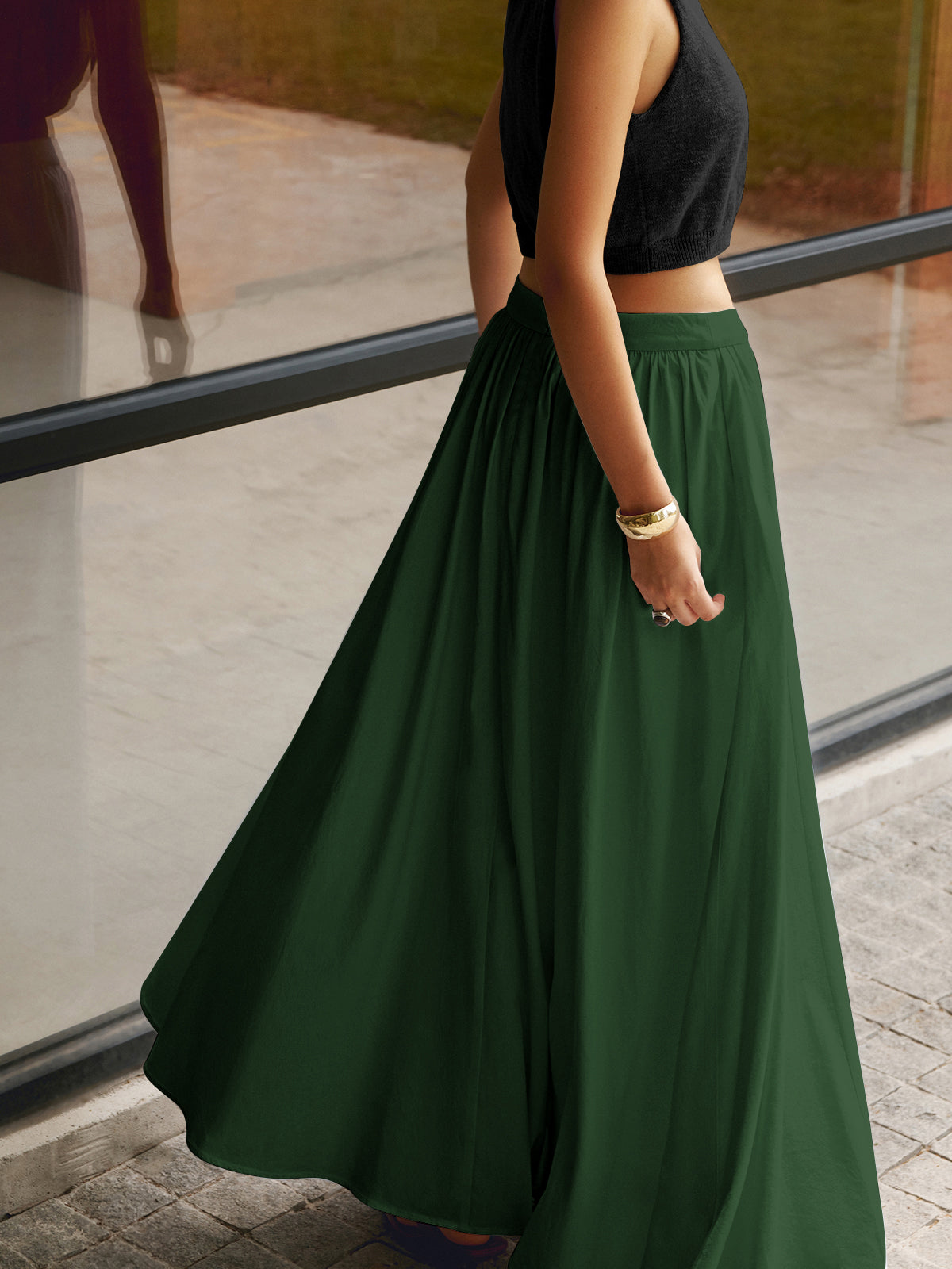 Indira | Pleated Top and Maxi Skirt Set