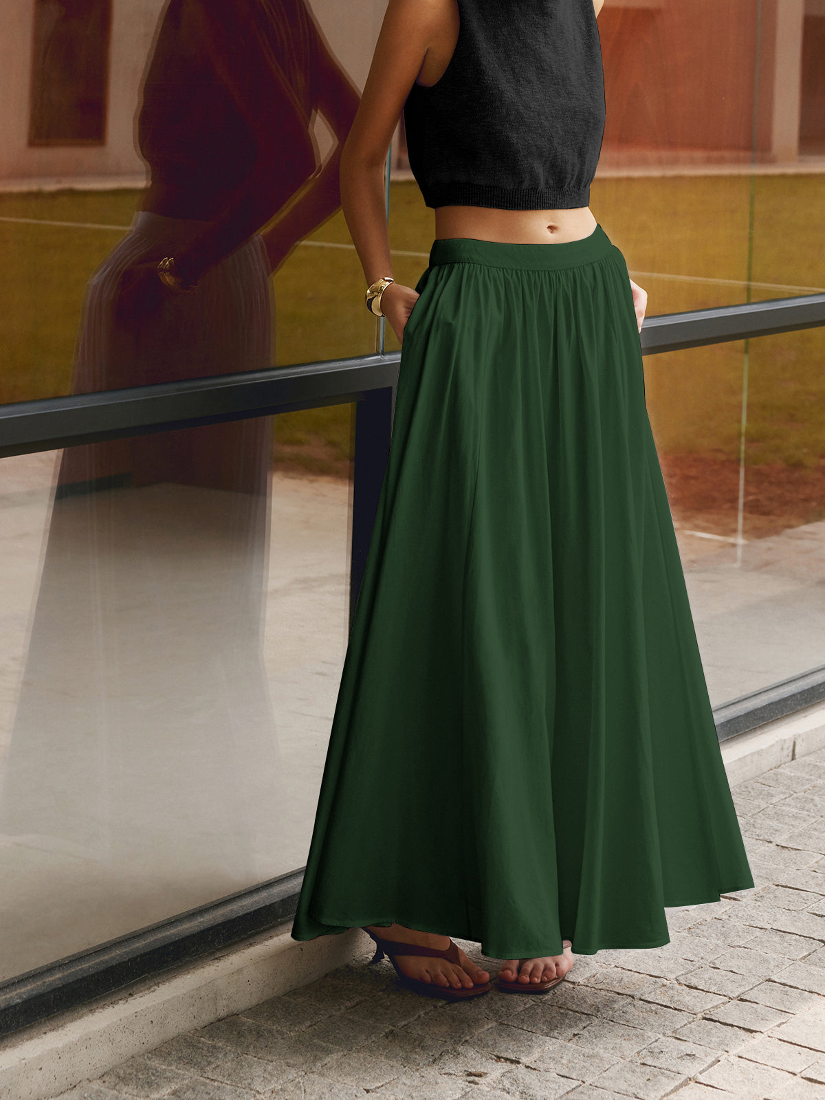 Indira | Pleated Top and Maxi Skirt Set