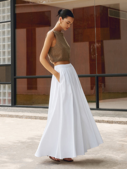 Indira | Pleated Top and Maxi Skirt Set