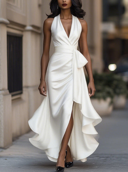 Liesel | V-Neck Wrap High-Low Midi Dress