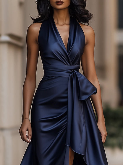 Liesel | V-Neck Wrap High-Low Midi Dress