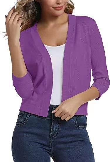 Women's Lotte open-front three-quarter sleeve cardigan in Lilac