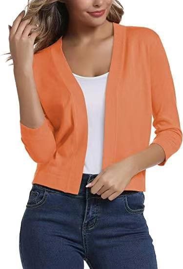 Women's Lotte open-front three-quarter sleeve cardigan in Orange