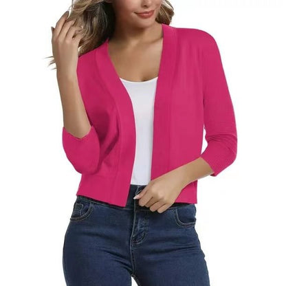 Women's Lotte open-front three-quarter sleeve cardigan in Pink