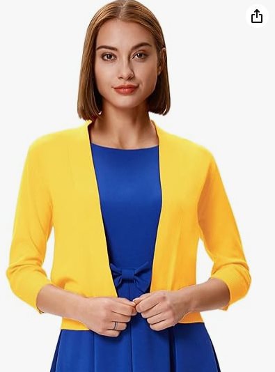 Women's Lotte open-front three-quarter sleeve cardigan in Yellow