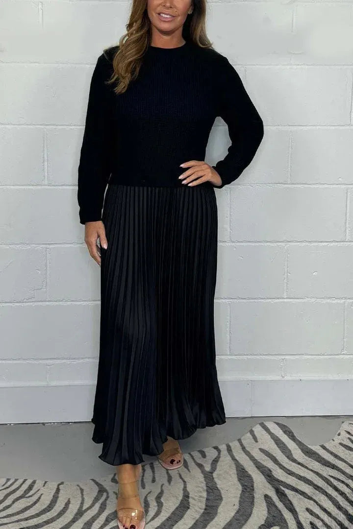 Women's Lovisa pleated midi sweater dress in Black