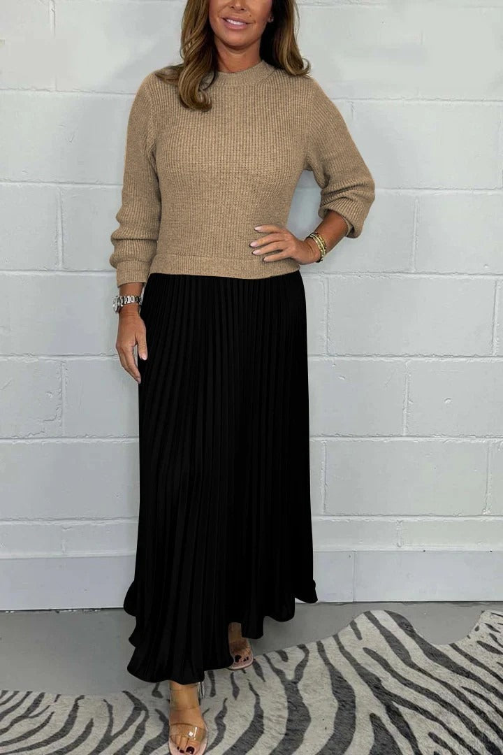 Women's Lovisa pleated midi sweater dress in Brown