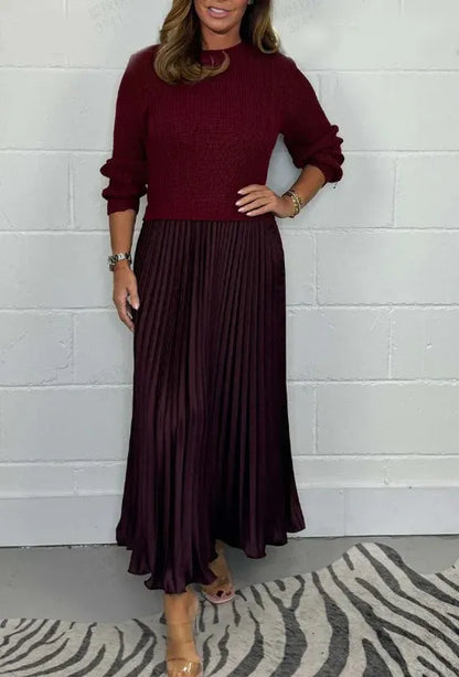 Women's Lovisa pleated midi sweater dress in Burgundy