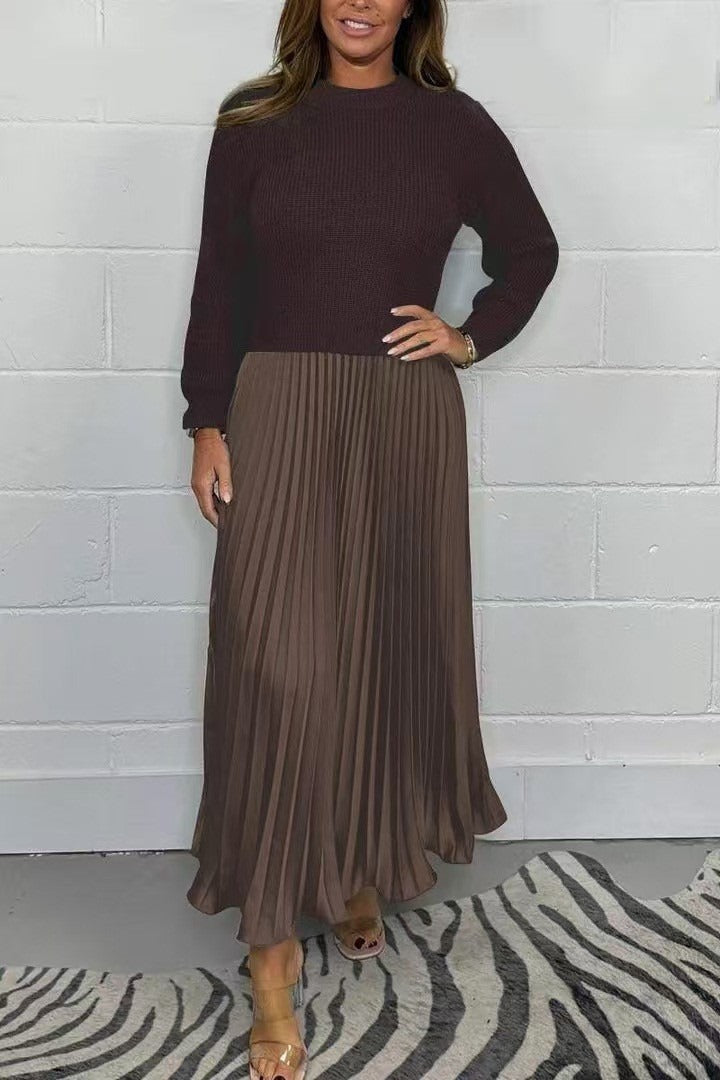 Women's Lovisa pleated midi sweater dress in Camel