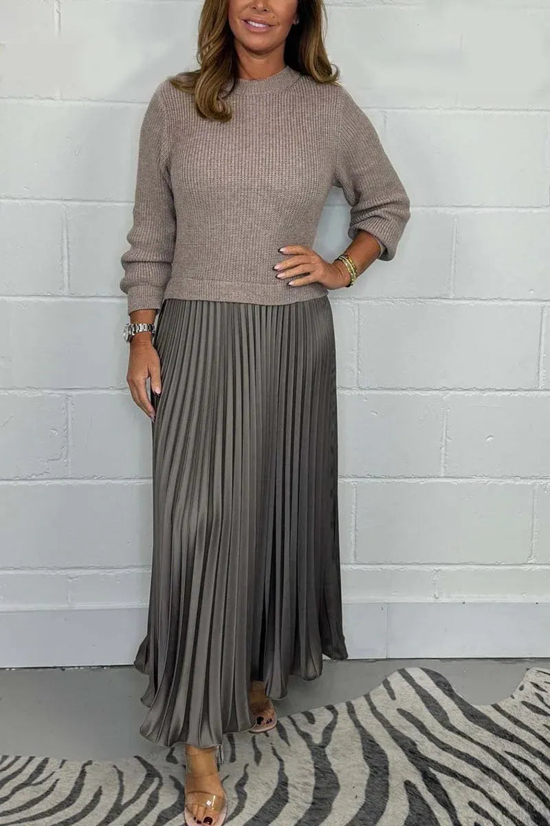 Women's Lovisa pleated midi sweater dress in Gray