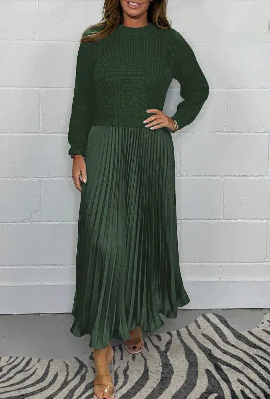 Women's Lovisa pleated midi sweater dress in Green