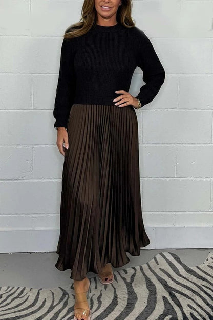 Women's Lovisa pleated midi sweater dress in Matte Black