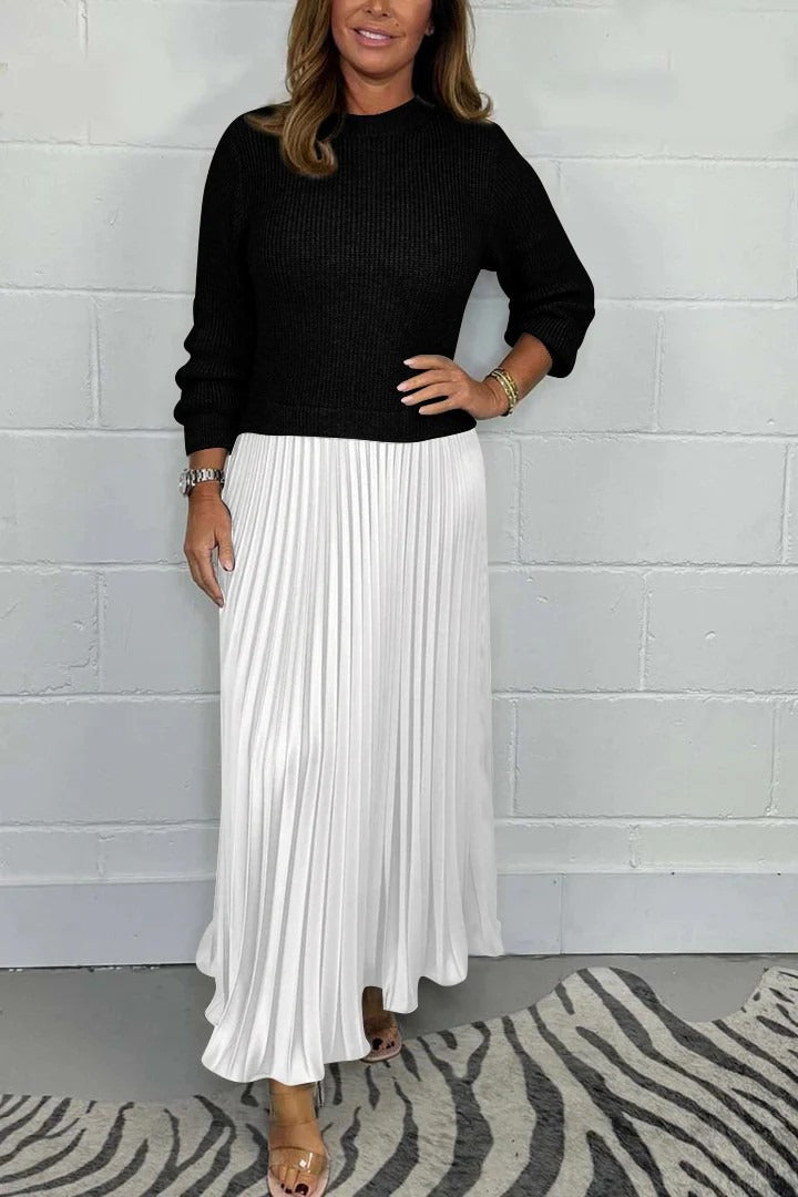 Women's Lovisa pleated midi sweater dress in White