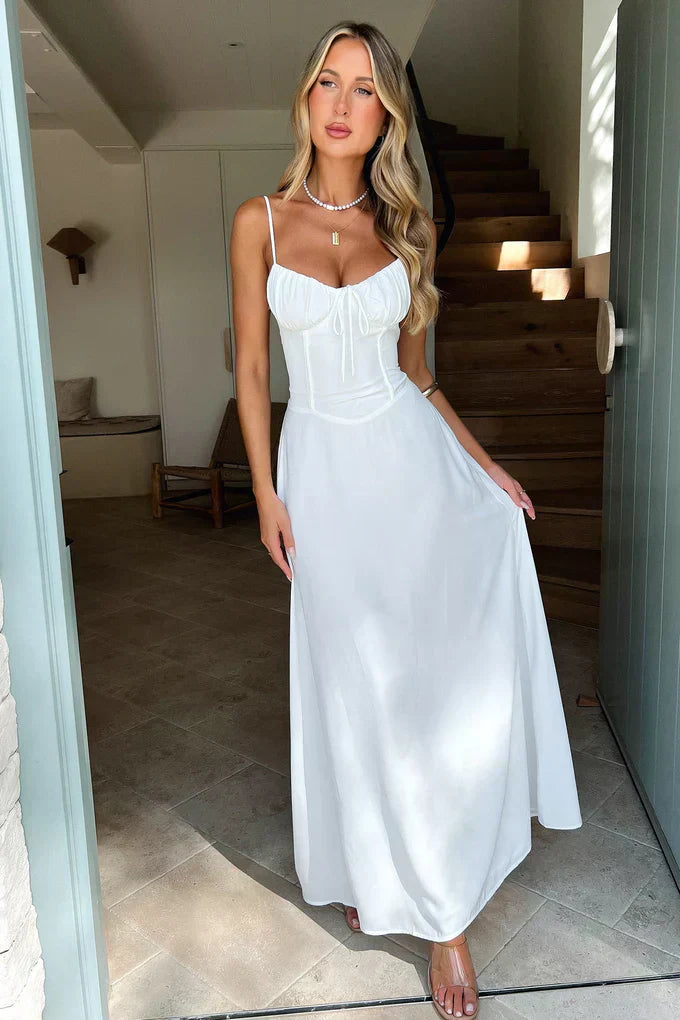Marguerite | Spaghetti Strap Wrap Wedding Guest Maxi Dress