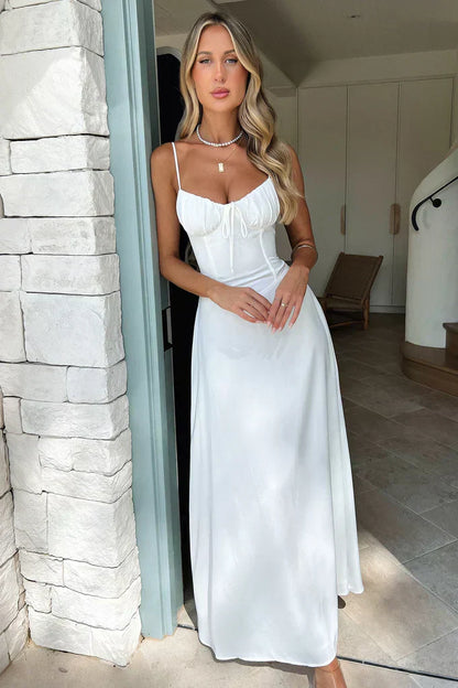 Marguerite | Spaghetti Strap Wrap Wedding Guest Maxi Dress