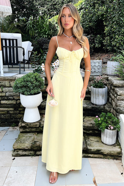 Marguerite | Spaghetti Strap Wrap Wedding Guest Maxi Dress