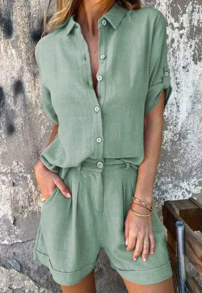 Jamie | Linen Look Shorts Set