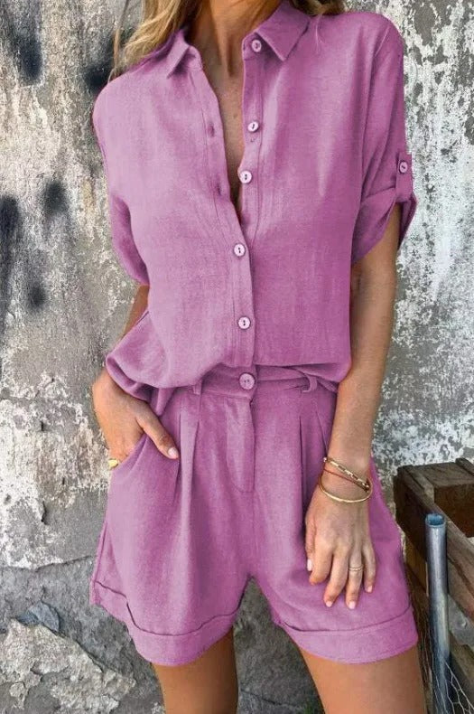 Jamie | Linen Look Shorts Set