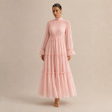 Women's Majken tiered wedding guest maxi dress in Pink
