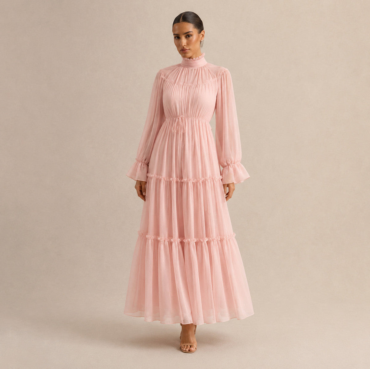 Women's Majken tiered wedding guest maxi dress in Pink