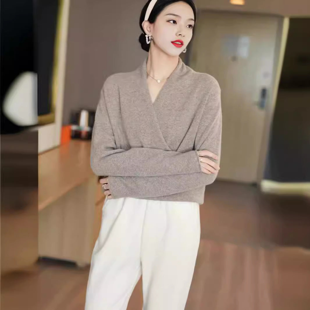 Women's Malin V-neck wrap sweater in Brown