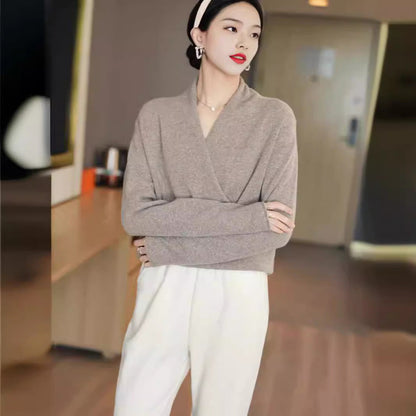 Women's Malin V-neck wrap sweater in Brown