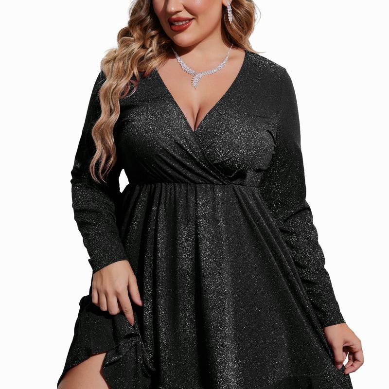Marianne glitter ruffle hem midi dress, front view
