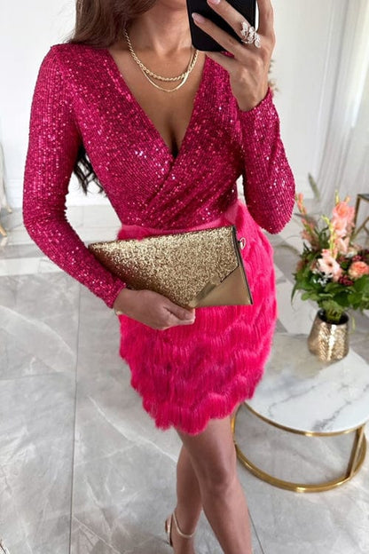 Odessa | Sequin Long Sleeve Cocktail Dress
