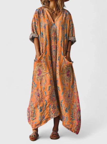 Ariane | Boho Paisley Maxi Dress with Pockets