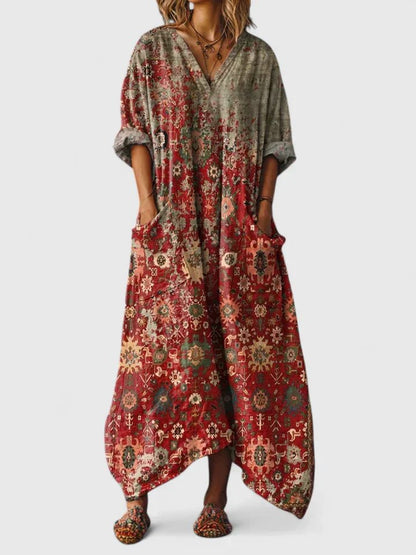 Ariane | Boho Paisley Maxi Dress with Pockets