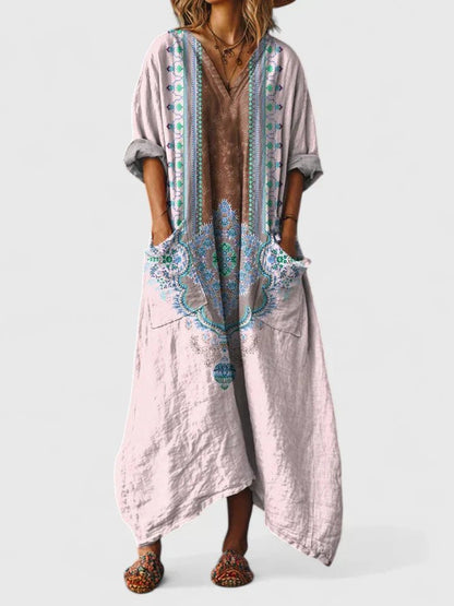 Ariane | Boho Paisley Maxi Dress with Pockets
