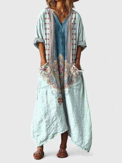 Ariane | Boho Paisley Maxi Dress with Pockets