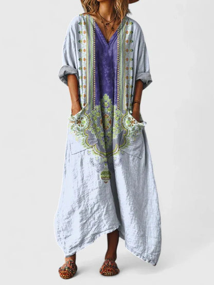 Ariane | Boho Paisley Maxi Dress with Pockets