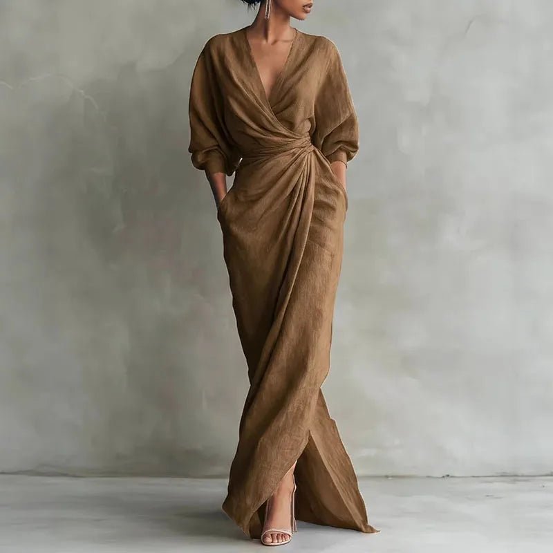 Sylvie | Deep-V Wrap Maxi Dress
