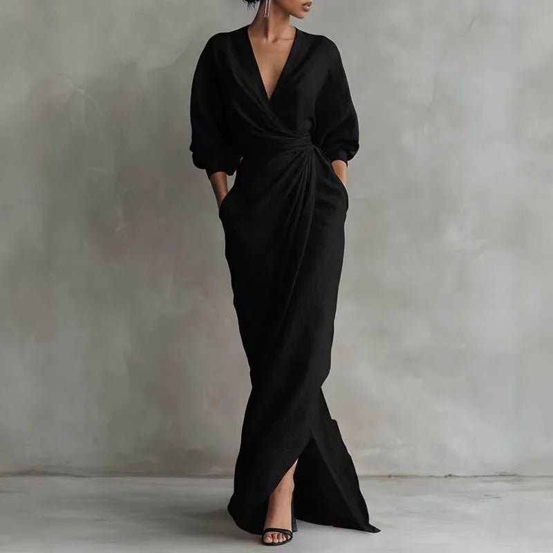Sylvie | Deep-V Wrap Maxi Dress