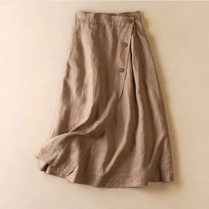 Elena | Linen Button Midi Skirt
