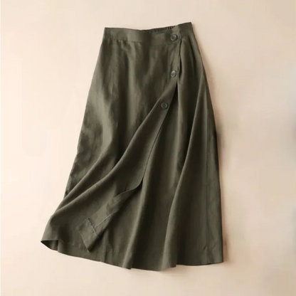 Elena | Linen Button Midi Skirt