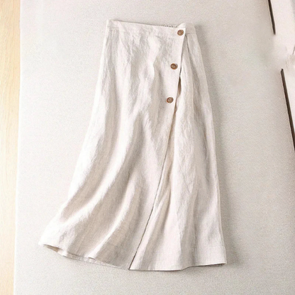 Elena | Linen Button Midi Skirt